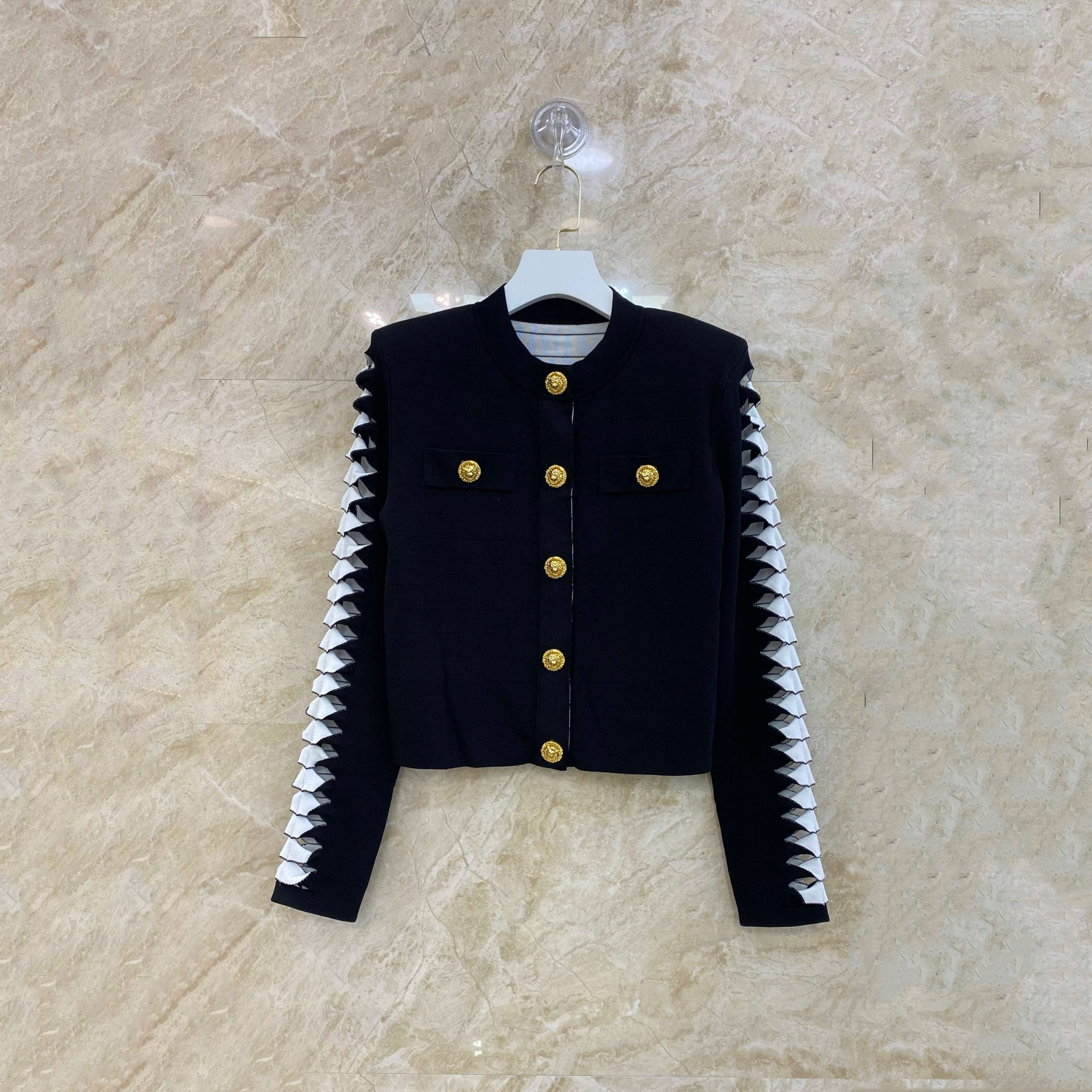 balmain quilted cropped cardigan